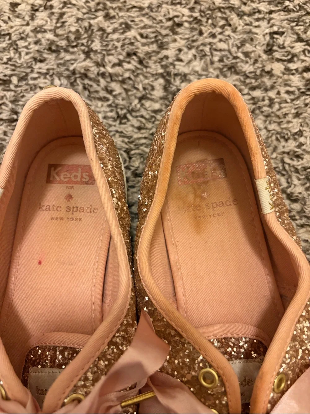kate spade Rose Gold Glitter Low-Top Sneakers